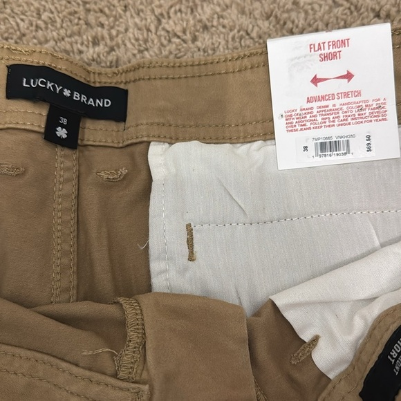 Lucky Brand Flat Front Shorts Hombre Talla 38 Color Caqui Advanced Stretch NWT - Picture 3 of 11